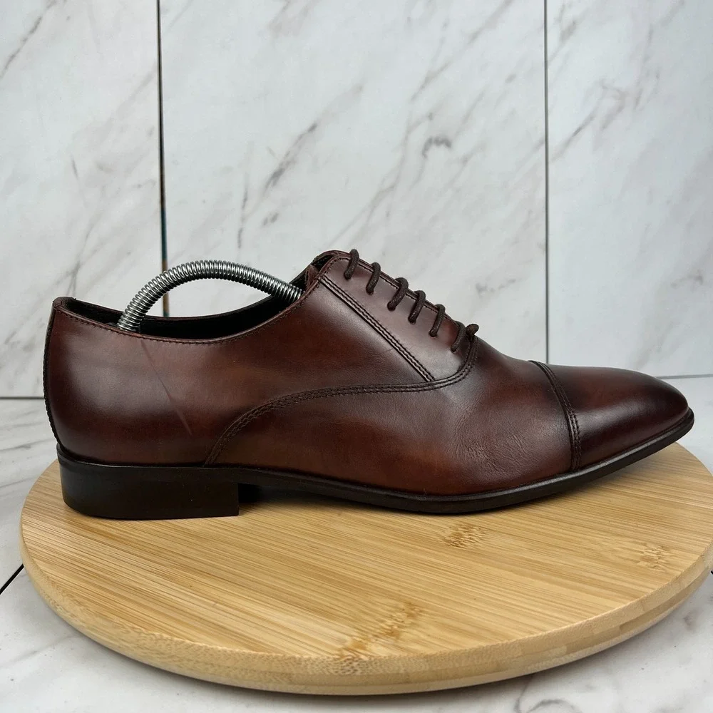 Bruno Magli Delano Mens Size 11 M Brown Leather Cap Toe Oxford Dress Shoes